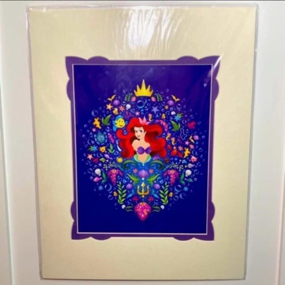 Disney parks princess Ariel the Little mermaid art matted print NWT